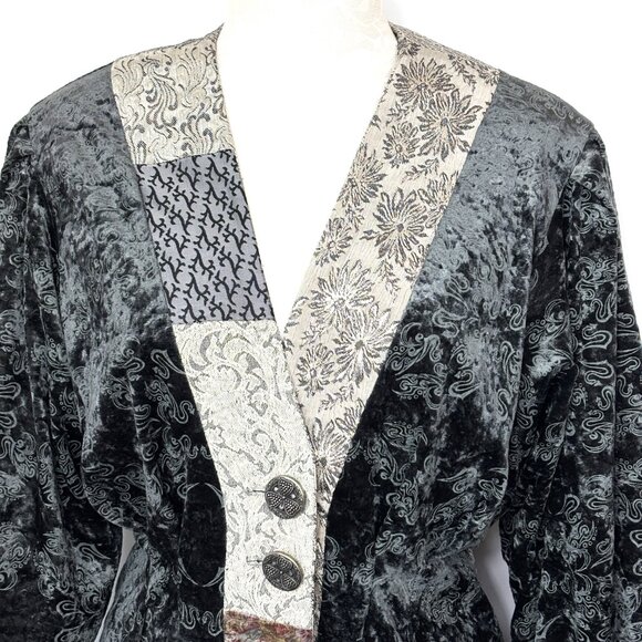 Donna Jessica Art To Wear Gray Velvet Lagenlook Victorian Style Jacket 90’s Vint - Picture 3 of 15